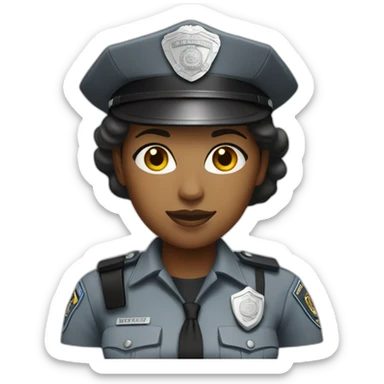 black police woman in light gray uniform sticker