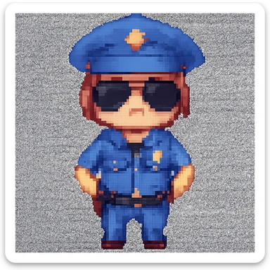Add sunglasses to the police officer, keep the same style, no background. sticker