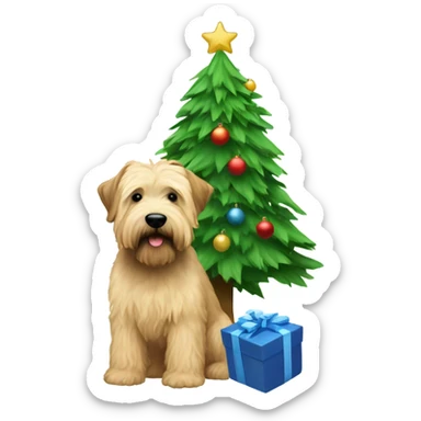 wheaten terrier and christmas tree sticker