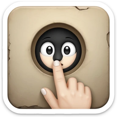 finger poking into a hole sticker