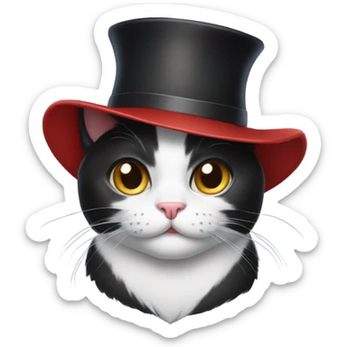 Tuxedo cat in a hat sticker