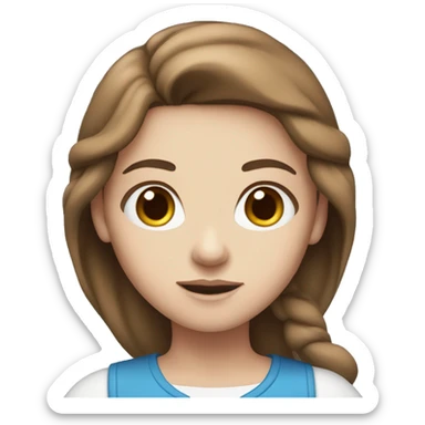 brown-haired girl with white skin and blue eyes sticker