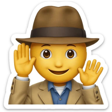 round yellow emoji pulling its fedora down into its face sticker