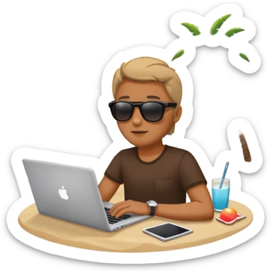 laptop und im hintergrund einen strand sticker