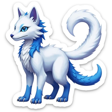 Kawaii dark edgy fantasy ethereal feline-vernid-sergal-fursona animal creature with a tufted tail full body sticker