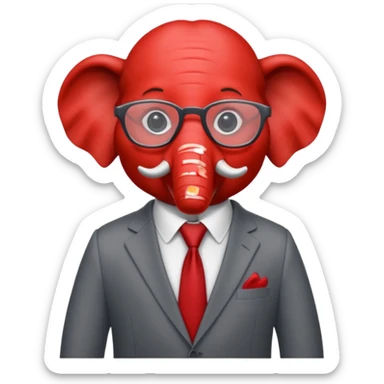 red elephant in a suit and glasses sticker