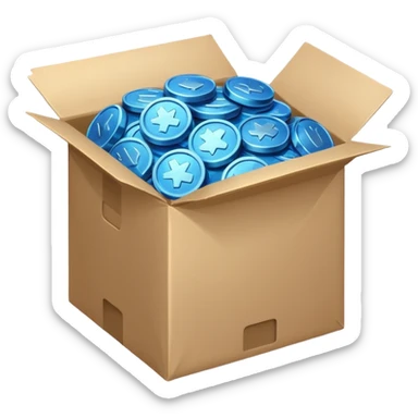 blue coins credit in a package sticker