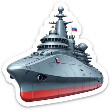 Colossal Russian space warship with flag coloration and heavy armaments sticker
