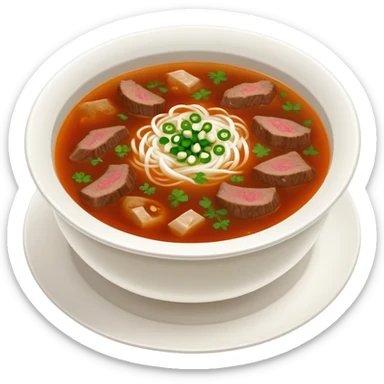 Rich Mongolian miracle soup with beef or mutton, garlic, and green onions. sticker