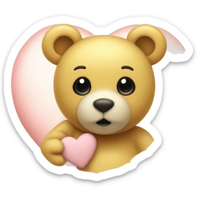 A pastel yellow heart with a cute teddy bear in the corner of the said heart sticker