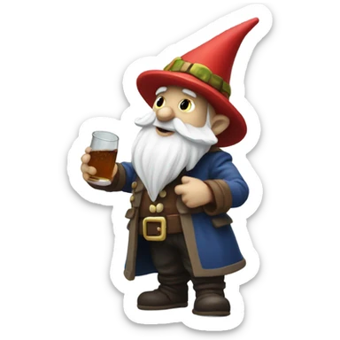 Pixel gnome pouring some rum on the ground sticker