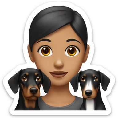Doberman with a girl black hair sticker