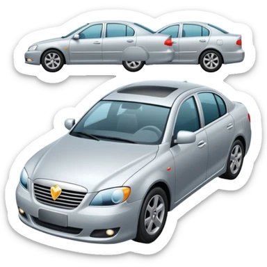 Create a realistic modern sedan on a road with reflections & shadows. sticker