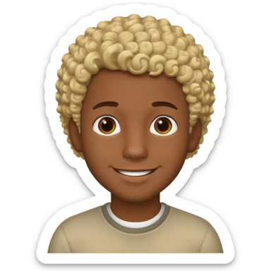 Chico joven latino, piel muy morena, pelo rubio corto rizado sticker