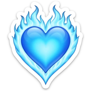 Blue flames in the shape of an all blue heart sticker