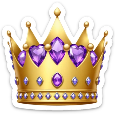 Golden crown with purple and silver gems sticker