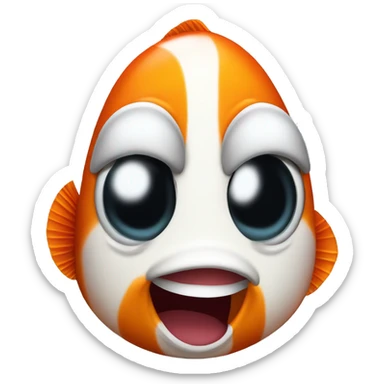 the face of a crying clownfish sticker