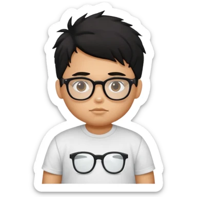 generate a pretty bratz boy with spectacles on, slightly fat, tan. Black hair messy sticker