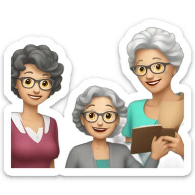Classmates Reunion with older lady teacher sticker