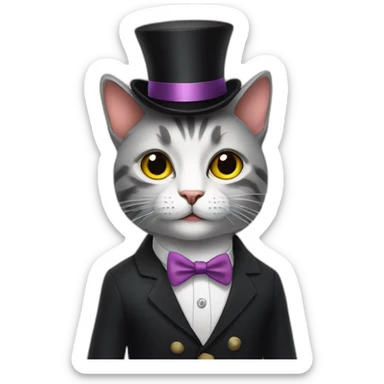 cat dressed up for a night on the town sticker