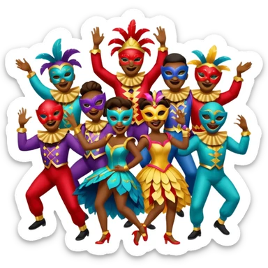 Várias pessoas dançando vestido com roupa de carnaval sticker