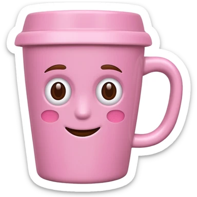 pink coffee cup without eyes sticker