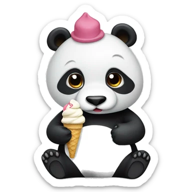 Panda eating ice cream sticker