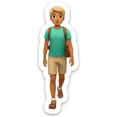someone walking IN THE GARDEN on a path with flower and plants around him(keep the background) sticker