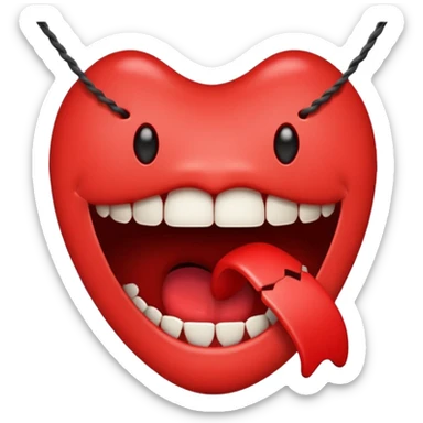 A mouth with a broken string instead of a tongue sticker