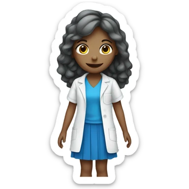 Girl doing science wearing a blue layered dress sticker