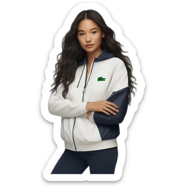 Lacoste bag latin girl with long hair with black lacoste windbreaker sticker