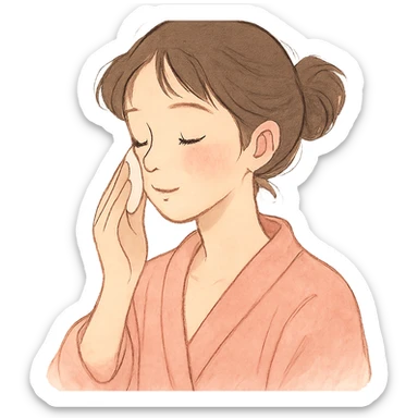 moça fazendo skincare, atmosfera suave e delicada sticker