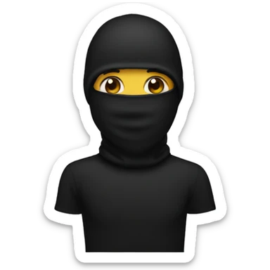 black balaclava covered face only white teeth showing sticker
