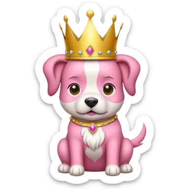 Pink dog with crown sticker
