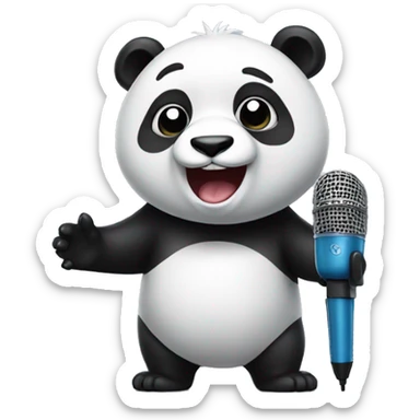 Panda with a microphone singing sticker