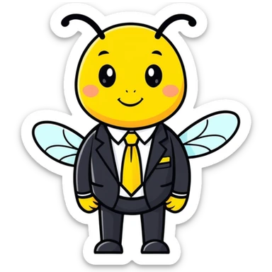 a bee in an office suit sticker