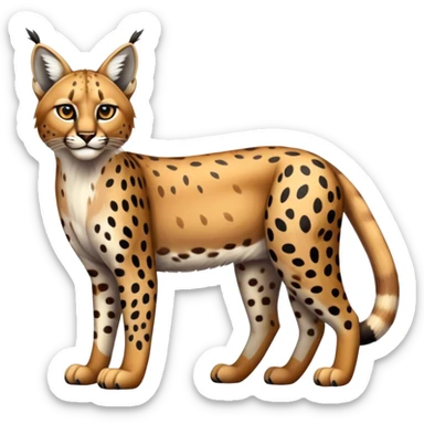 Cute realistic colorful bobcat-lynx-cheetah-caracal-leopard-hybrid-fusion-combination full body with patterns and markings and 4 legs sticker