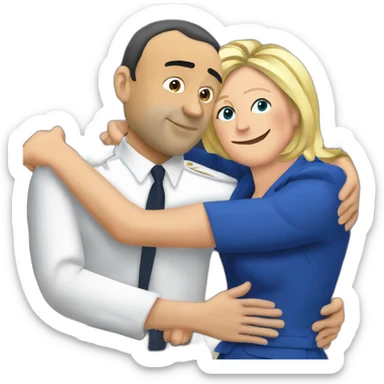 Marine le pen qui embrasse Zemmour sticker