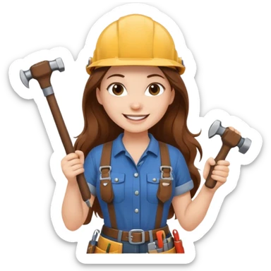 beautiful girl with long brown hair renovating her apartment sticker