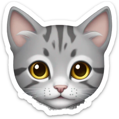 Grey girl tabby kitten face with lilac collar sticker