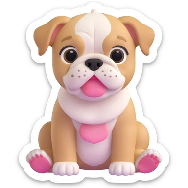 adorable bulldog puppy sitting, front view sticker