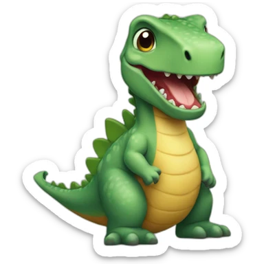 Un petit dinozor sur un petit chate sticker