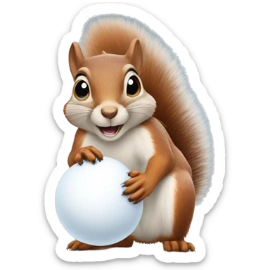 Squirrel holding a snowball sticker