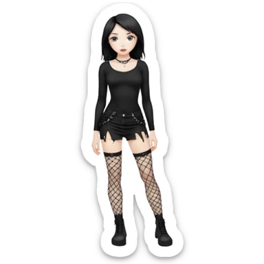 alt-girl в чёрной одежде в полный рост  sticker