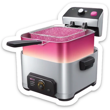 Pink ombre deep fryer with glitter chicken  sticker