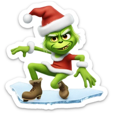 el grinch patinando sobre hielo sticker