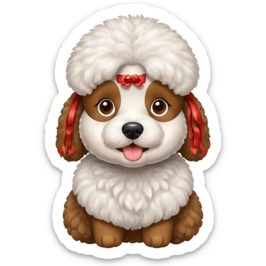 Perro caniche con un maites sticker