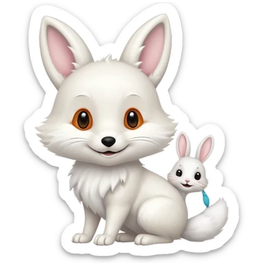Smiling White fox  Fox with Bunny sticker
