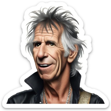Keith Richards cinta en la cabeza, lauhing out loud sticker