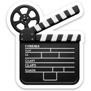 cinema clap black and white sticker
